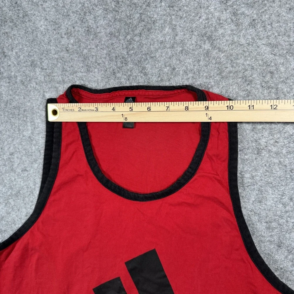 Adidas Graphic Logo Tank Top Small Red Black Cotton Sleeveless Sportswear